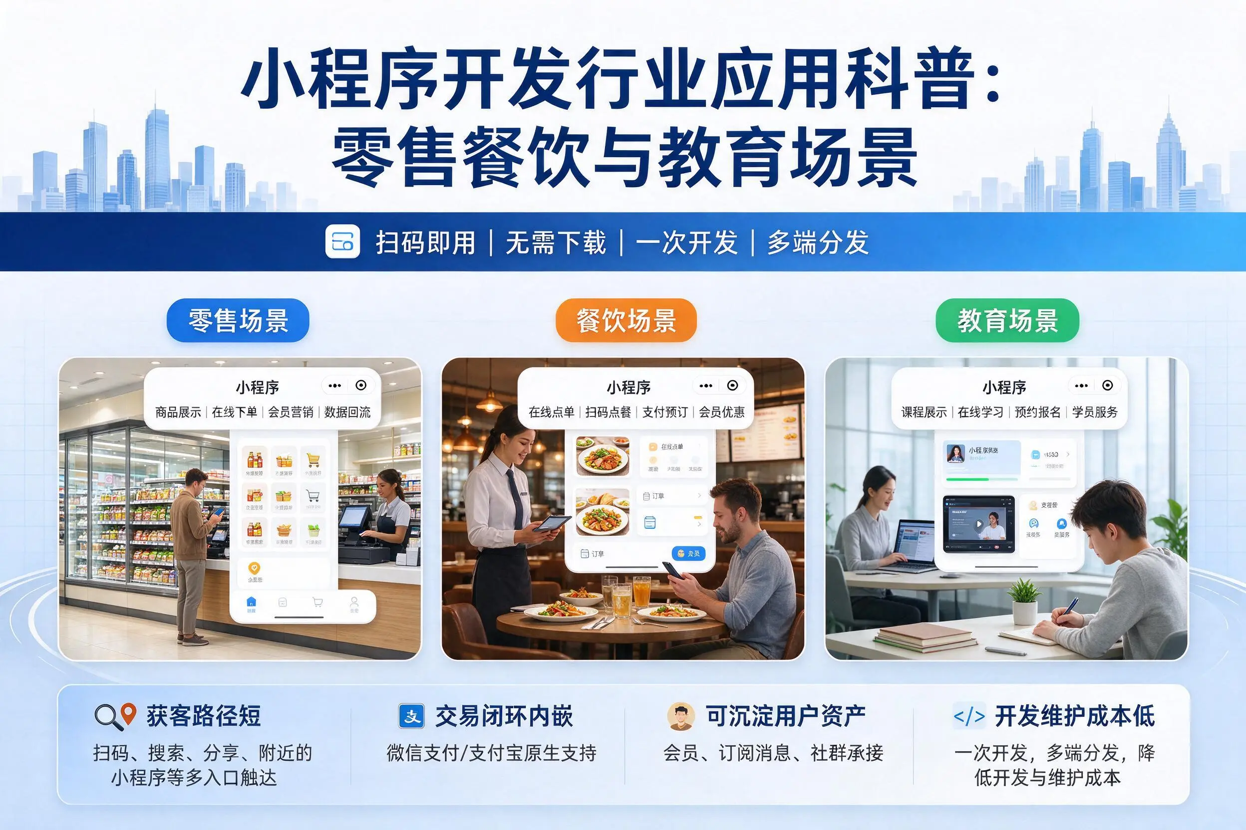 新疆小程序开发行业应用科普:零售餐饮与教育场景