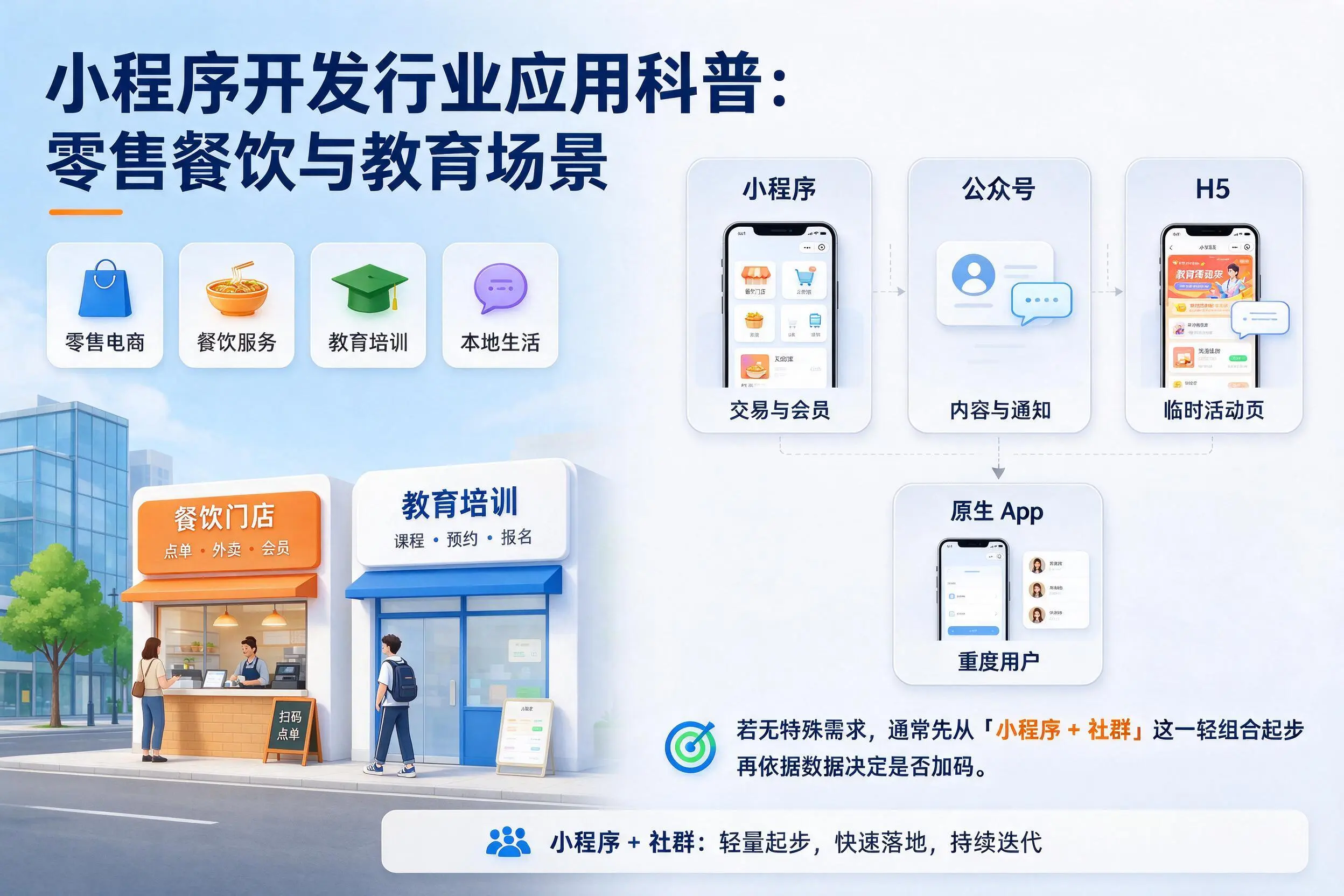 新疆小程序开发行业应用科普:零售餐饮与教育场景