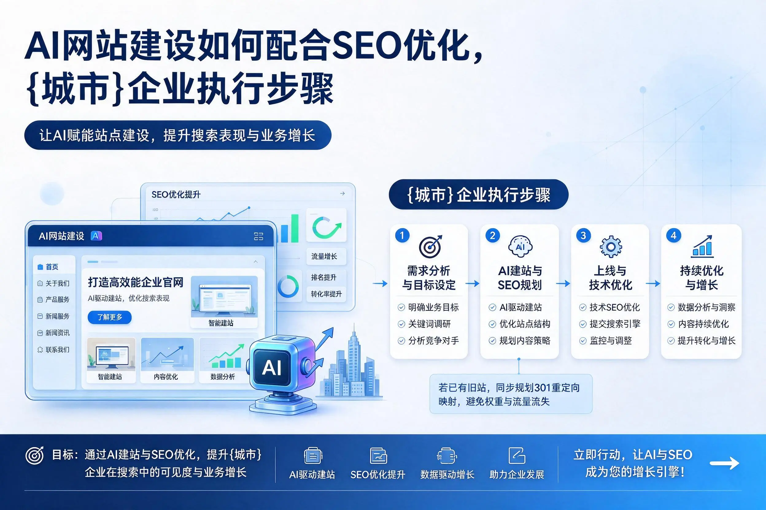 AI网站建设如何配合SEO优化,新疆企业执行步骤