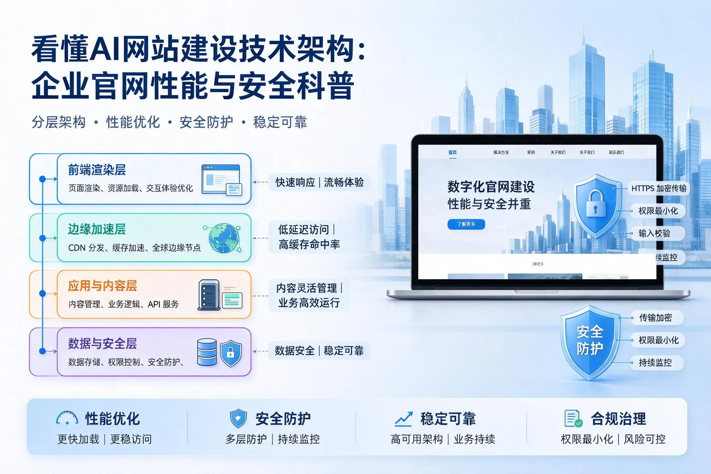 看懂AI网站建设技术架构：新疆企业官网性能与安全科普