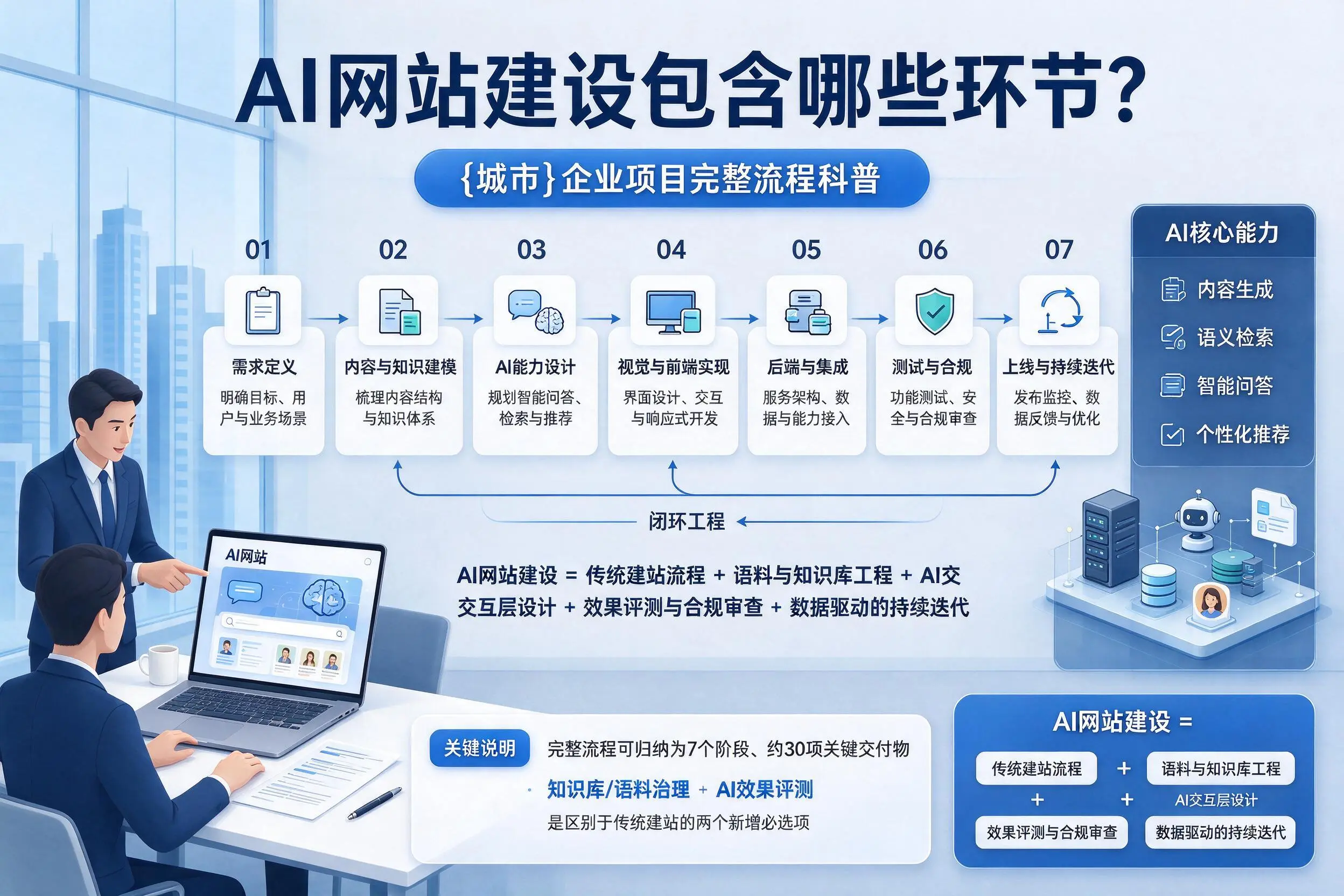 AI网站建设包含哪些环节?新疆企业项目完整流程科普